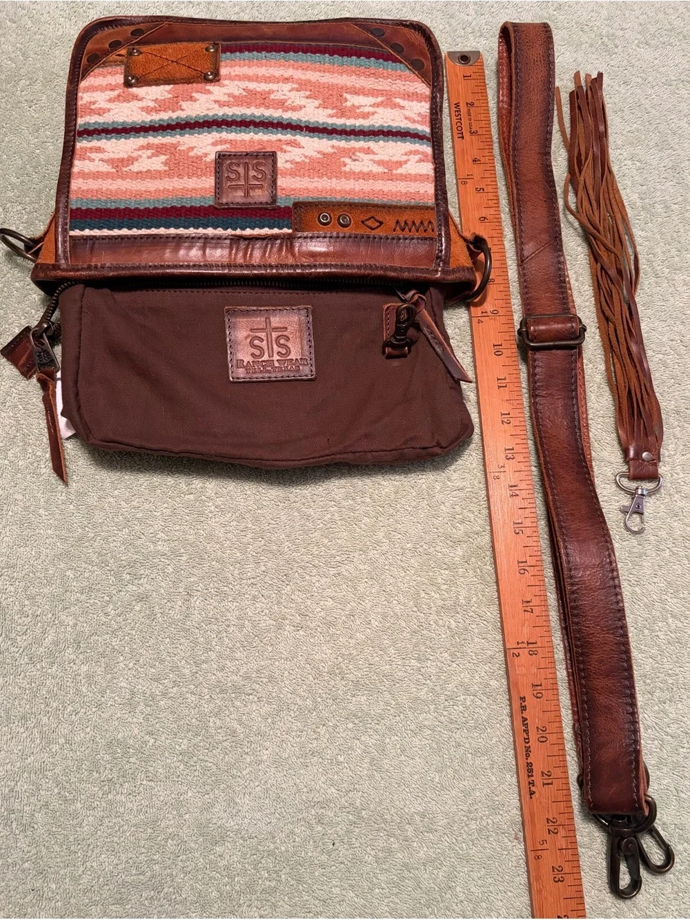 STS Ranchwear Leather Serape Convertible Crossbody Bag Western Boho